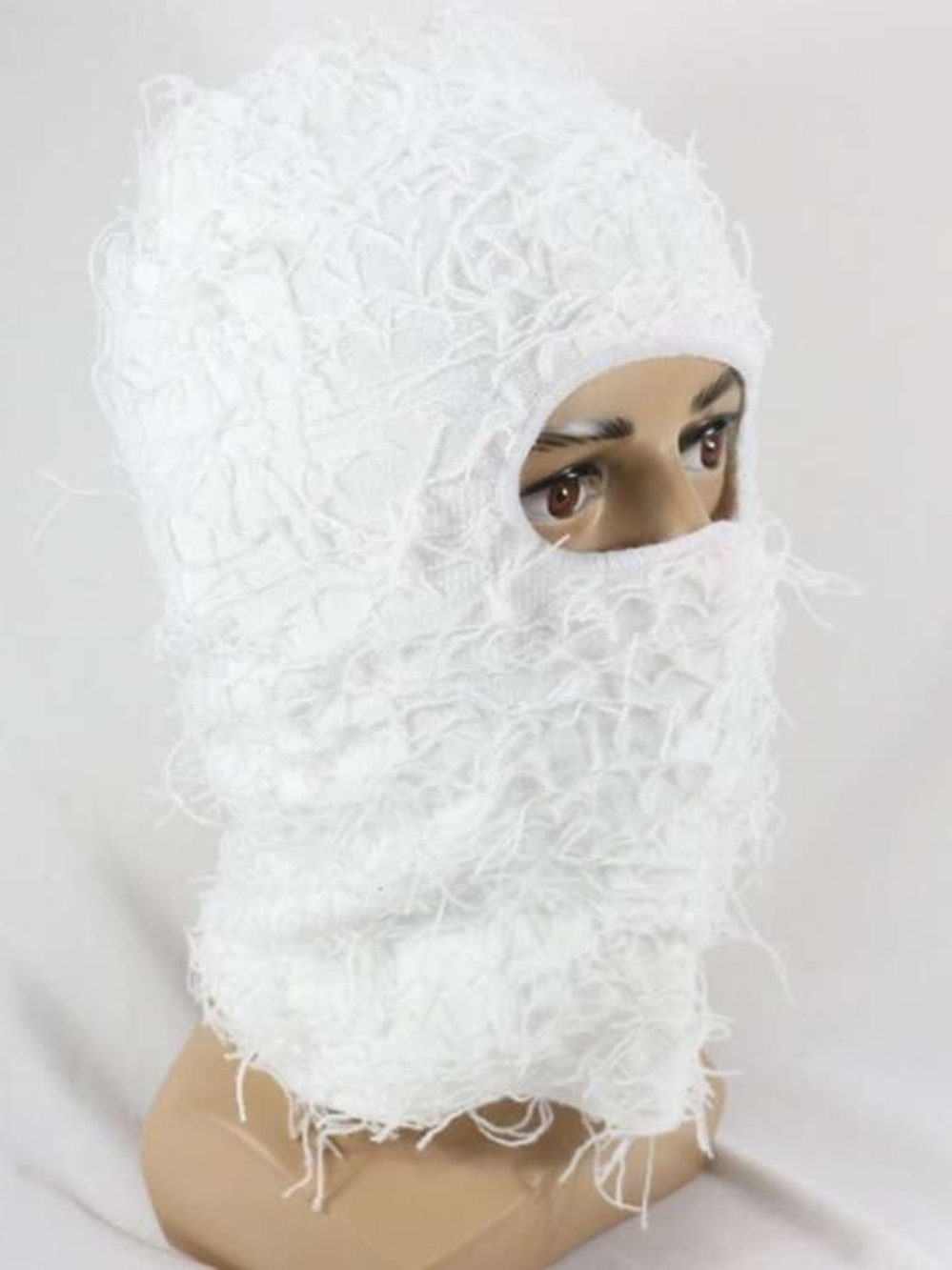 Cozy Fuzzy Cream White Skimask Beanie